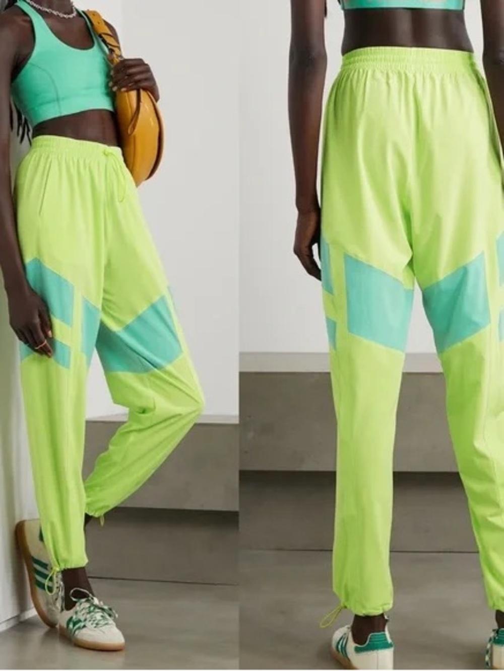 Outdoor Voices Relay Ripstop-Paneled Recycled Blue & Yellow Track Pants, Size M